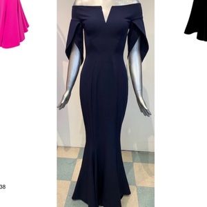 NAVY off shoulder formal gown
